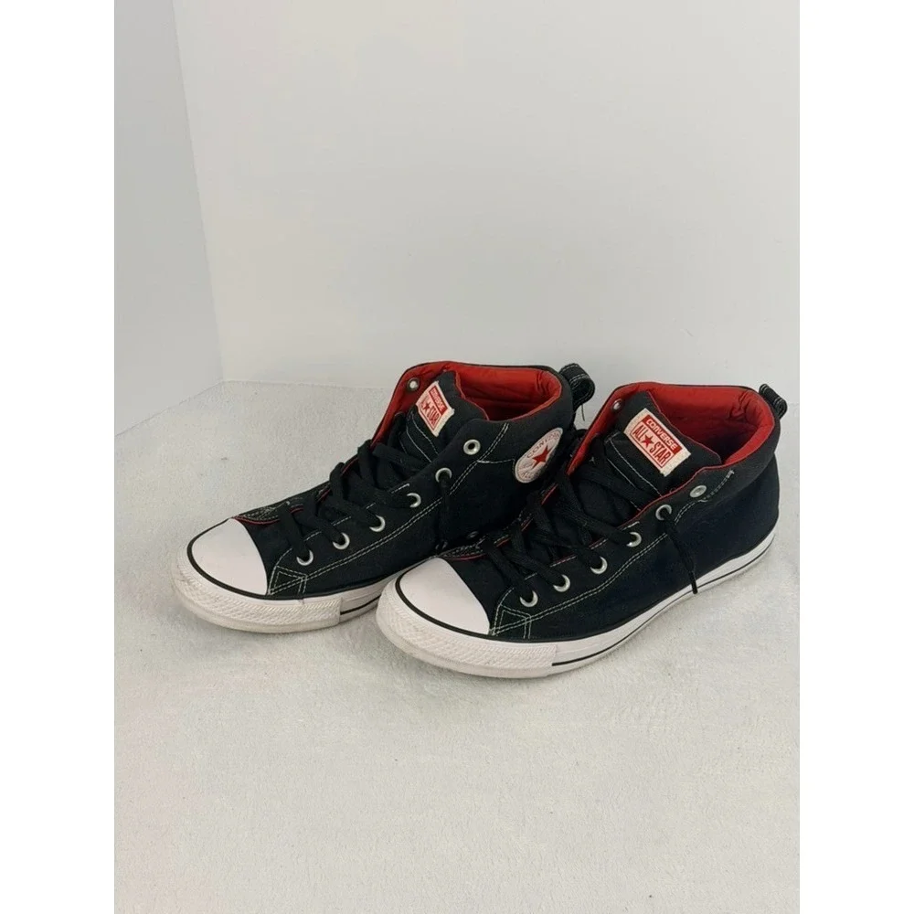 Converse Chuck Taylor All Star High Street Mid Black Red Men's Size 12 146173F